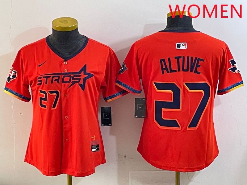 Women Houston Astros #27 Altuve Orange Fourth generation Joint Name Nike 2025 MLB Jersey style 4->women mlb jersey->Women Jersey
